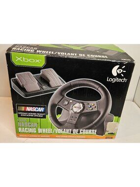 Original XBOX Logitech NASCAR Racing Wheel and Pedals -Original Box Tested -Read